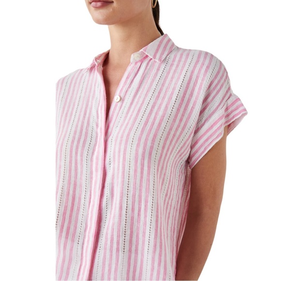 Rails Jamie Sleeveless Button Down in Pink & White Kokomo Stripe Print. Size M. - Picture 3 of 12